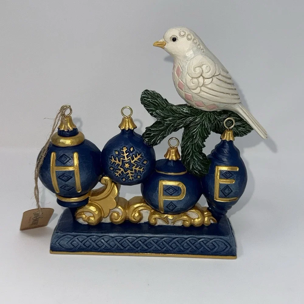 NWT Jim Shore Peaceful Perch Blue & Gold Hope with Dove Figurine 6017042